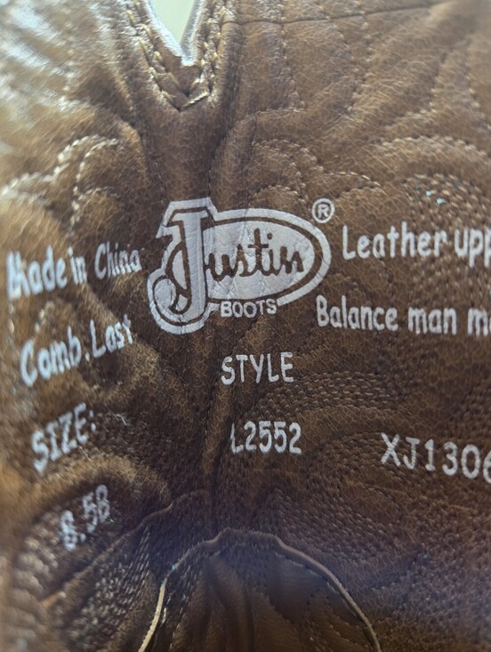 Justin Boots Brown Leather Western Cowboy Boots Embroidered Square Toe  8.5B main image 16